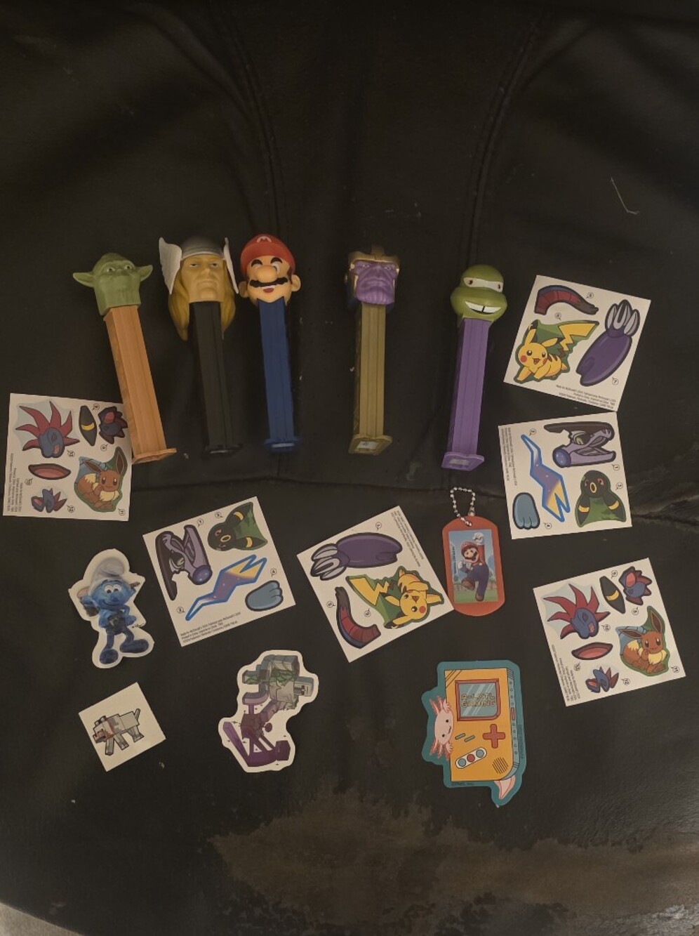 Lot Of Pez Toys (Empty) And Pokemon Stickers